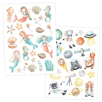 Preview: 100 Kindertattoos gemischt mit Zirkus, Meerjungfrauen, Weltraum, Dinos, Tieren,..